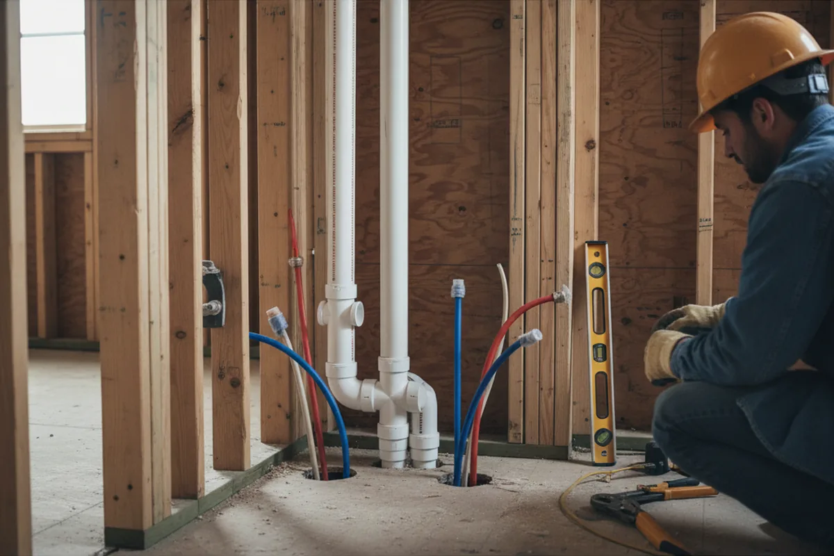 Drain and supply rough-in during Toilet Repair and Installation in Oceanport