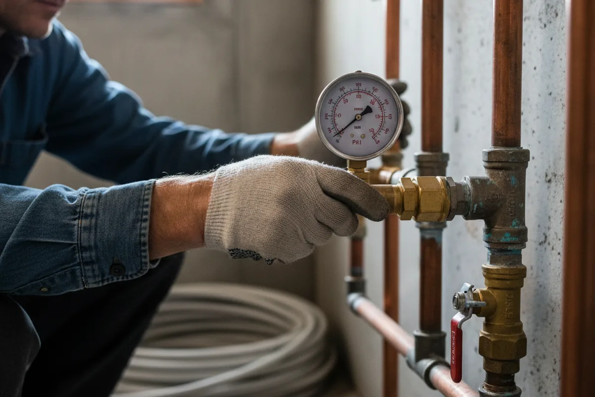 Pressure testing a repaired line during Water Line Repair in Oceanport